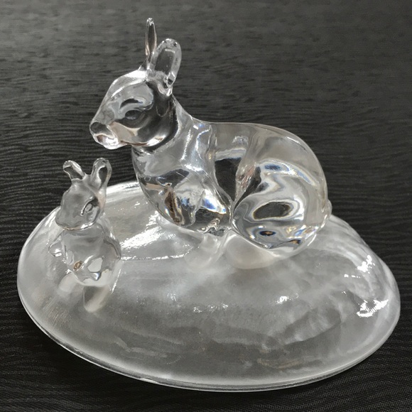 Cristal D’Arques 24% Lead Bunny Family Figurine - Picture 1 of 7